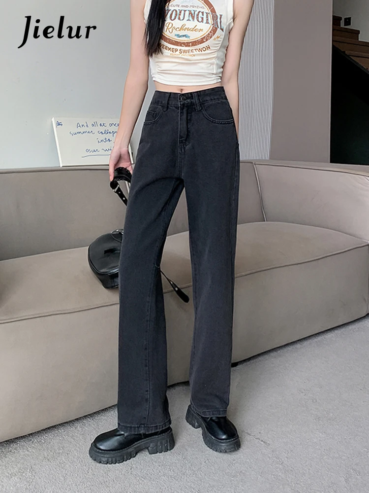 Jielur Женские джинсы новинка весны-лета уличная мода винтажные черно-серые брюки с