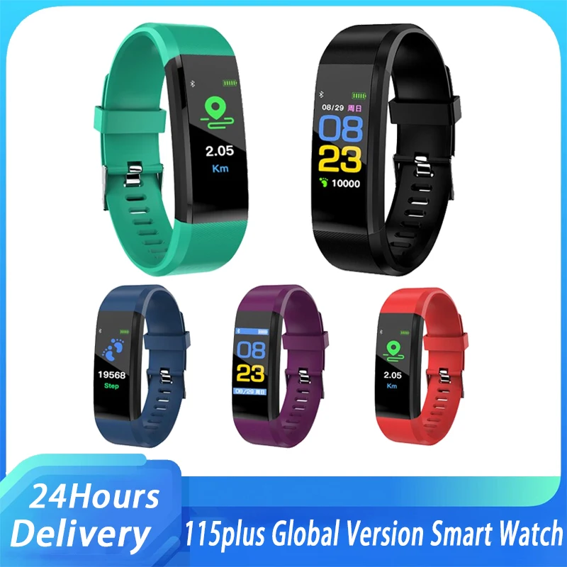115 Plus Waterproof Smart Bracelet Sport Smart Watch Heart Rate Fitness Tracker Men Smart Wristbands For Android IOS Smart Band