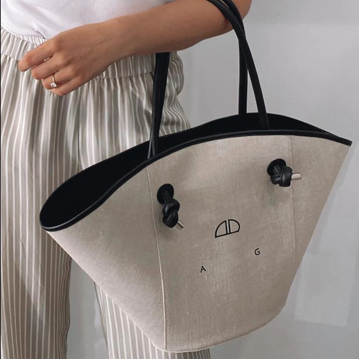 

Letter Print Canvas Tote Handbag 2022 Woman High Quality Chic Shopping Bag Femme Casual Vintage Classic Beach Shoulder Bags