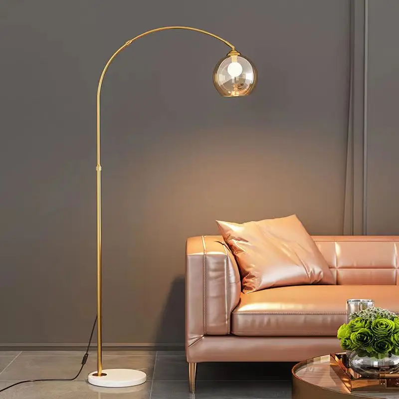 

Современный дымчатый серый Шампань стеклянный мрамор золотистый или черный металлический большой гостиная столовая прикроватная Напольная Лампа стоячий светильник