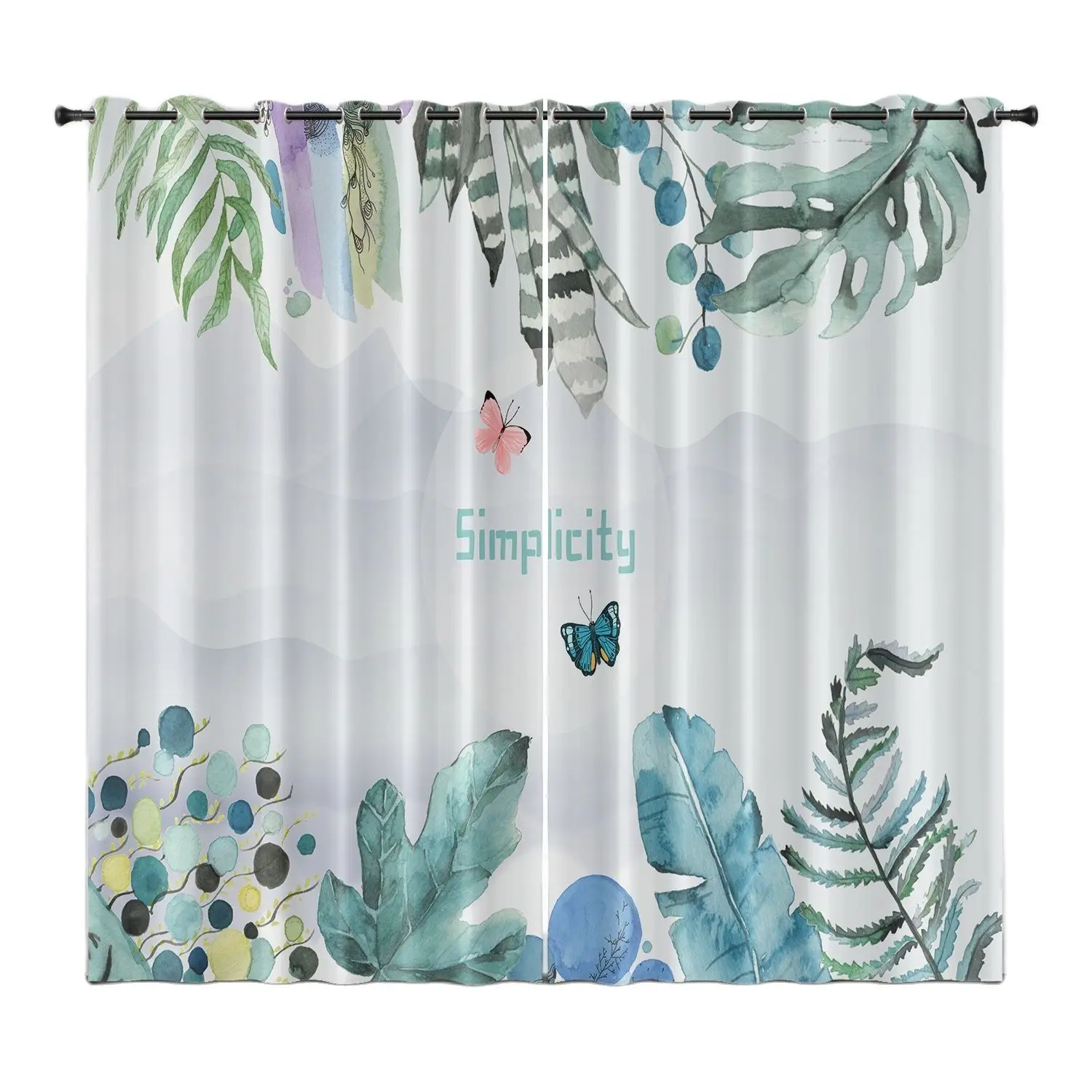 

Green Plant Abstract Pattern Nordic Household Fashion Luxury Heat Insulation Shading Curtain