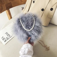 fashion ostrich feather handbags for women evening clutch bag luxury designer banquet bags elegant pearl crossbody party purse