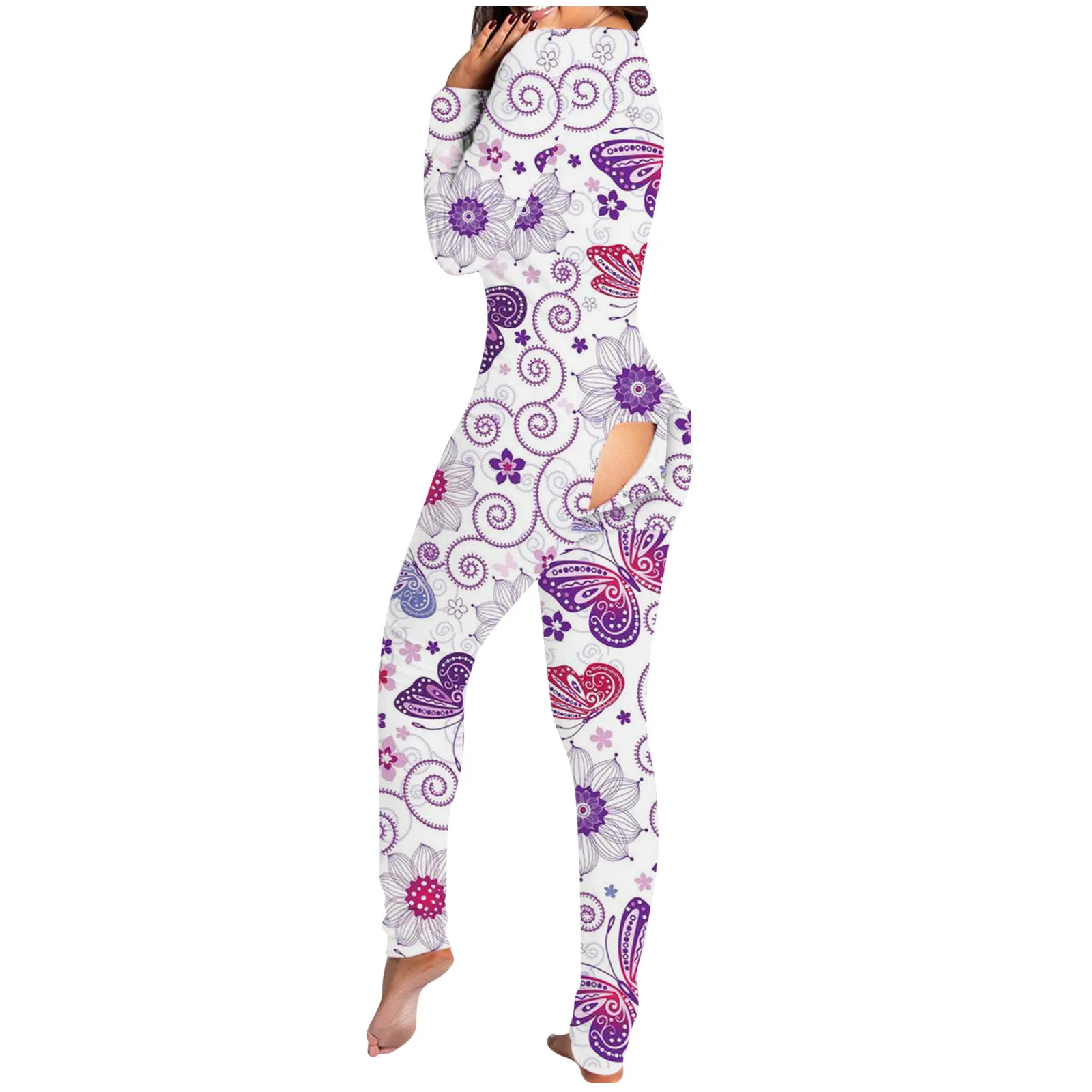 Women's one piece pajamas with drop seat