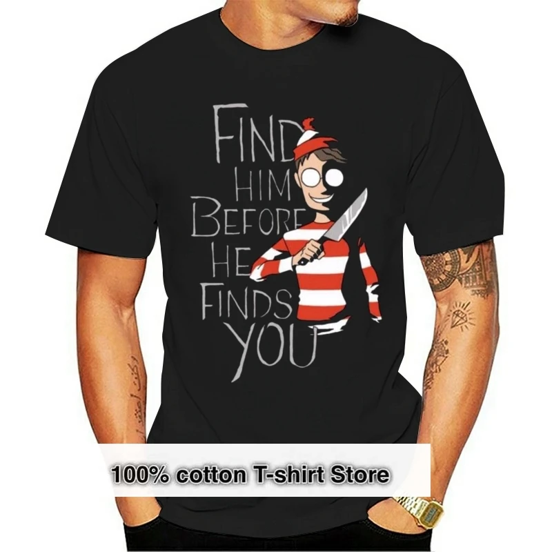 

2019 Cool Where's Waldo T-Shirt Unisex Funny Horror Adult Halloween Sizes Fall New Tee