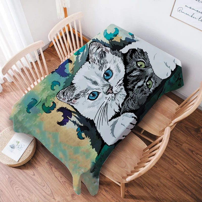 

Cute Cat Oil Painting Tablecloth Waterproof/Antifouling Wedding Decoration Table Mat Student Dormitory Tablecloth Mantel Mesa