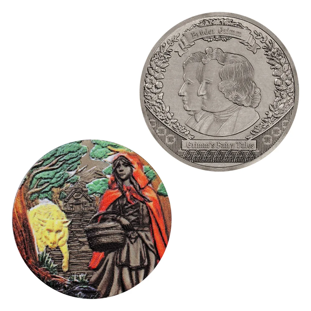 

Сувениры с маленьким красным капюшоном для верховой езды, памятные монеты братьев Гримм, античное посеребренное украшение для дома