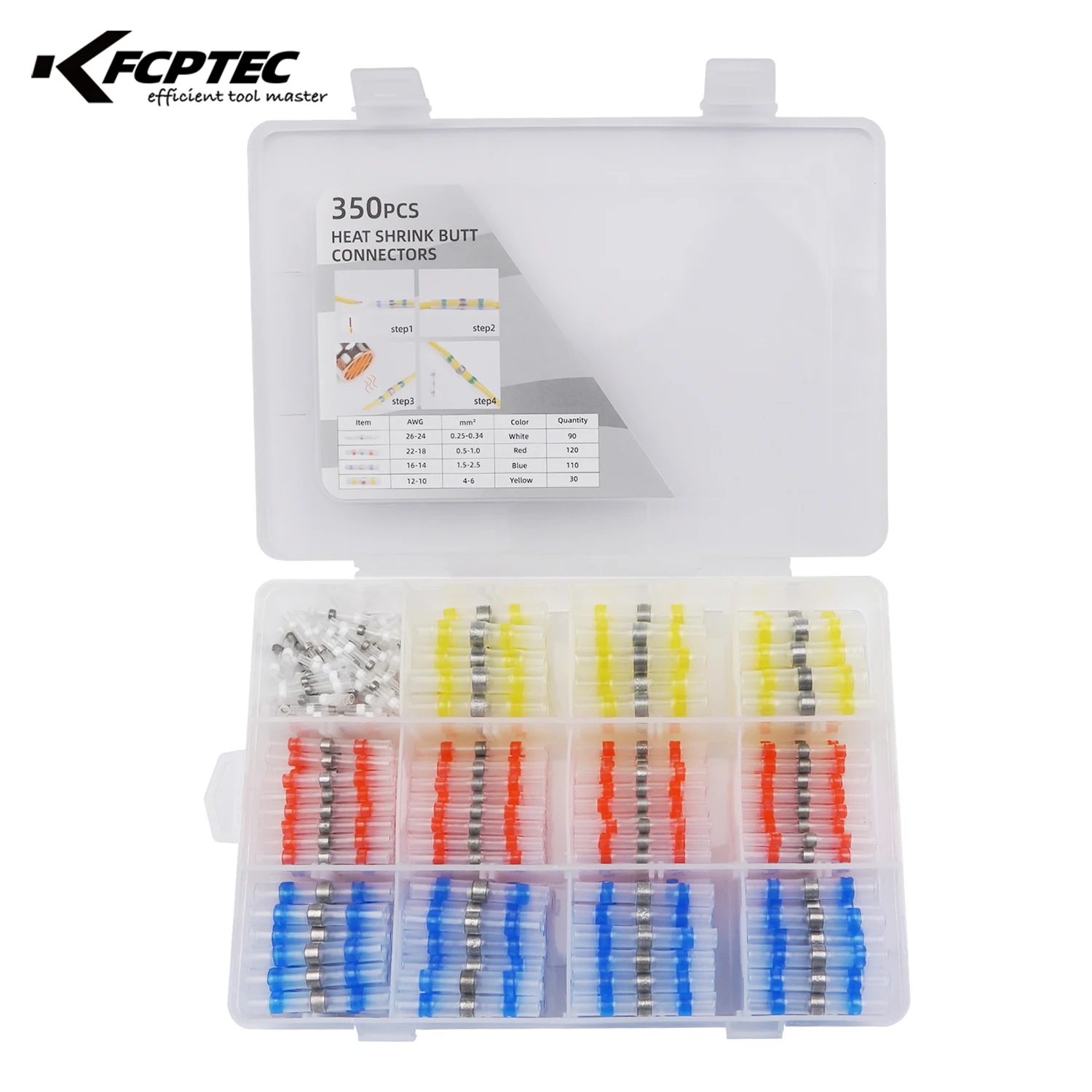 

350pcs Waterproof Solder Seal Connectors Marine Grade Heat Shrink Terminals Electrical Wire Sleeve Tube Automotive Butt Splice