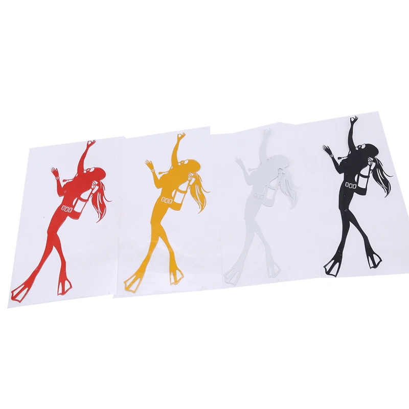 

Car Stickers Special Vignette With Scuba Diving Movement Cartoon Diver Characters Woman Car Stickers Decoration