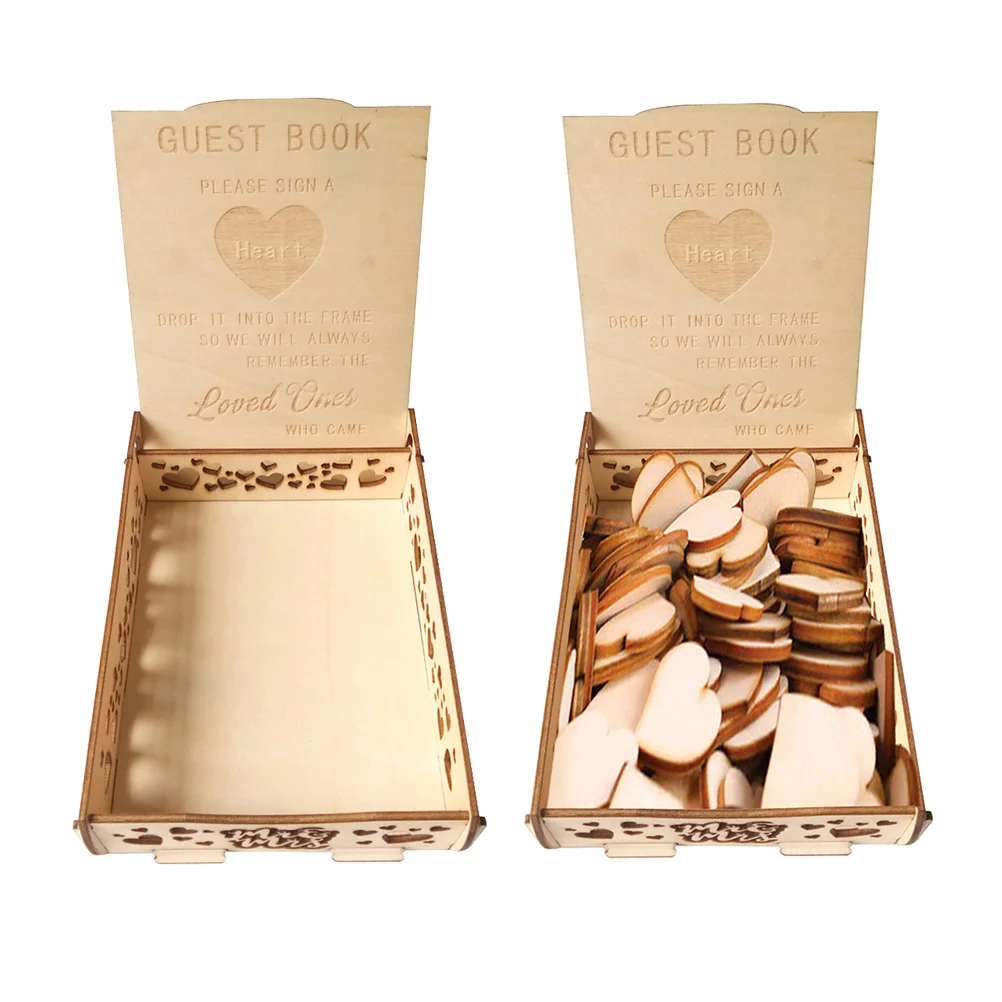 

Box Wedding Book Guest Wood Wooden Heart Visitors Personalised Scrapbooking Slices Naturalloveparty Notebook Diy Gift Favor