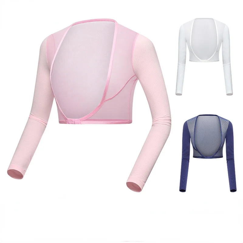 

Summer Thin Golf Wear for Women Inside Long Sleeve UV Protection Ice Silk Bottoming OutdShawl Cuff Gloves Top Golf clothing