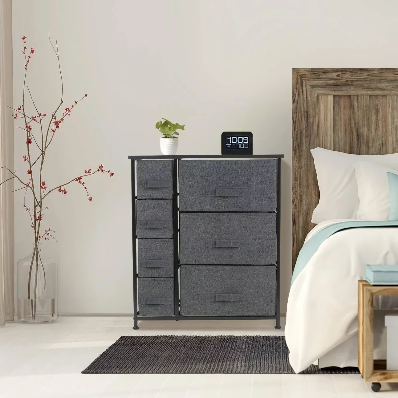 

6 Drawers Chest Dresser - Black Vanity Table with Drawers