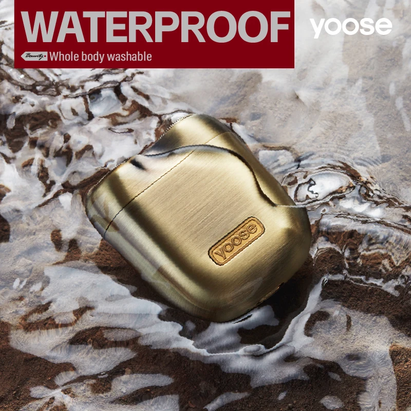 Фото Перезаряжаемая электрическая мини-бритва Yoose с водонепроницаемостью IPX7, портативная для путешествий, зарядка Type-C, Подарочная коробка (золо... №5
