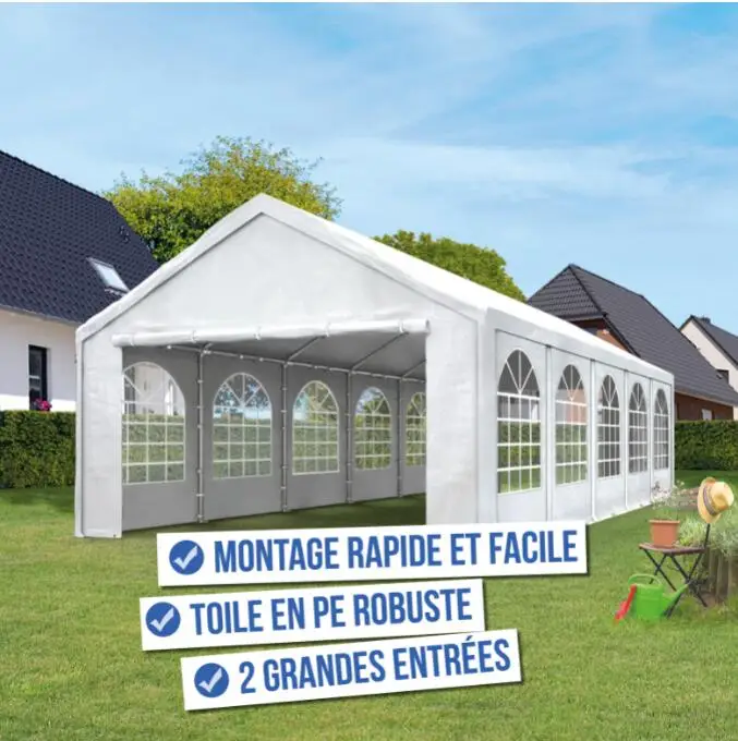 

Party tent 4x6 m High quality canvas approx. 240g / m² PE Gray-White Galvanized steel construction with screw connection