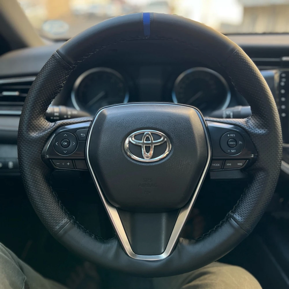 

Оплетка из натуральной кожи, противоскользящая, черная, для Toyota Corolla RAV4 Avalon Camry 2019-2022, автомобильные аксессуары