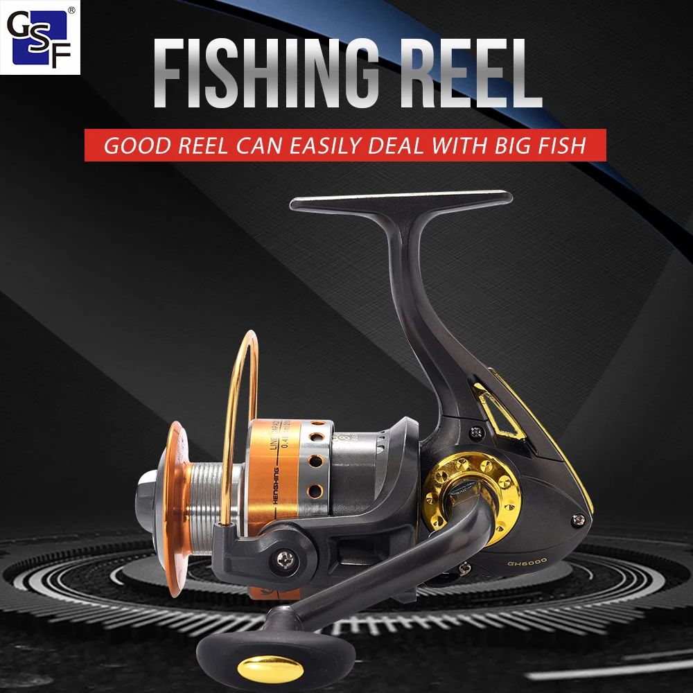 

GSF Saltwater Fishing Reel Spinning Reel 8BB Saltwater 10KG Max Drag 5.0:1 Gear Ratio Metal Spool Handle Fishing Tackle