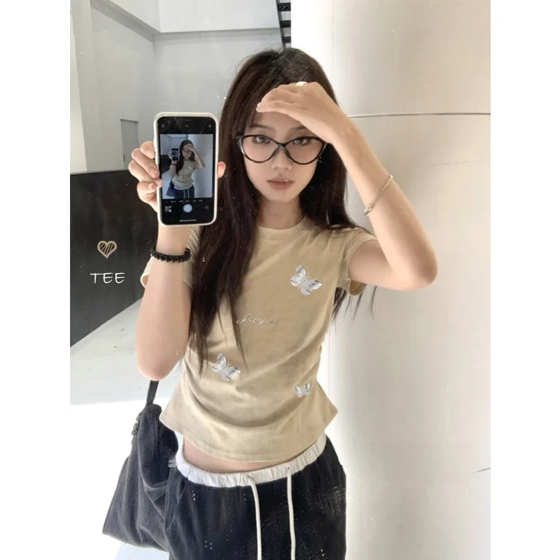 Pphome Sweet Cool Casual ~ Футболка с короткими рукавами и принтом Gyaru летний дизайн короткий