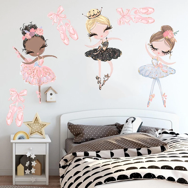 

1Pc Ballet Dancer Wall Sticker Kids Rooms Cartoon Girl Wall Stickers Decoration Room