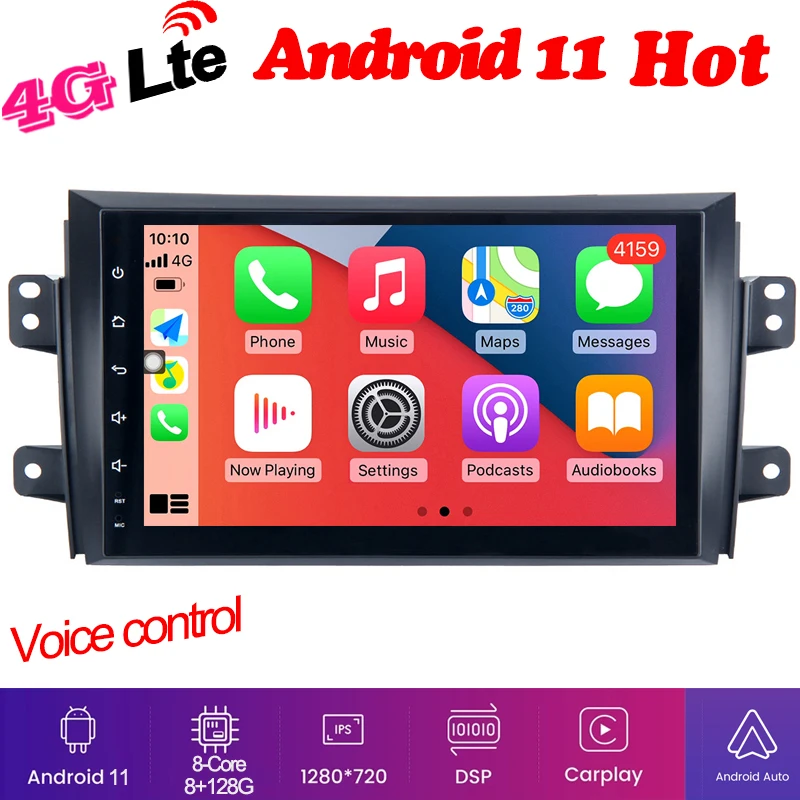 

Octa core 8 + 128G Android 11 Автомобильный gps Радио мультимедийный плеер для Suzuki SX4 2006-2012 carplay usb 4g lte bluetooth wifi