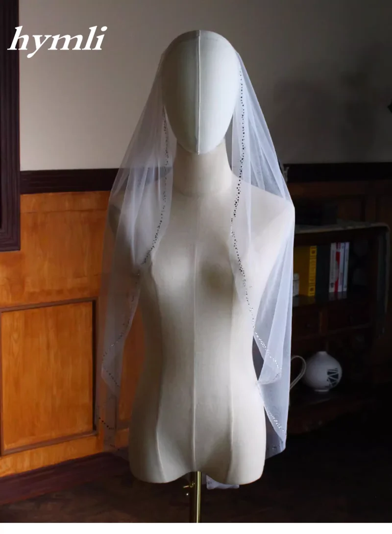 Новый стиль одноуровневая свадебная фата длиной до кончиков пальцев из тюля с