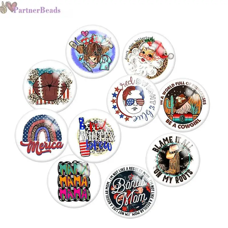 

USA Christmas Round Photo Glass Cabochon Demo Flat Back Making Findings 20mm Snap Button N9511