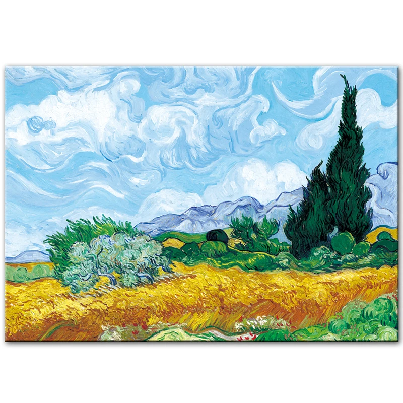 

Van Gogh Cypress in the Wheat Field Oil Painting Landscape Hand-Painted On Canvas Wall Picture Living Room Decor Mural