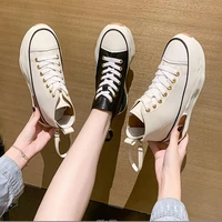 high top white shoes women spring autumn new womens boots korean fashion platform thick soled students zipper casual shoes