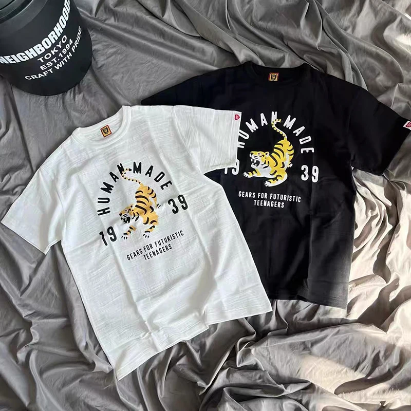

New Human Made T-shirt Men's and Women's Couple 1:1 High Quality 23SS Summer Style Chest Tiger Print Short Sleeve Top