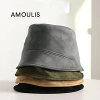 amoulis bucket hats for women and men fashion suede sun hat solid casual fisherman hat retro foldable windproof beach cap unisex