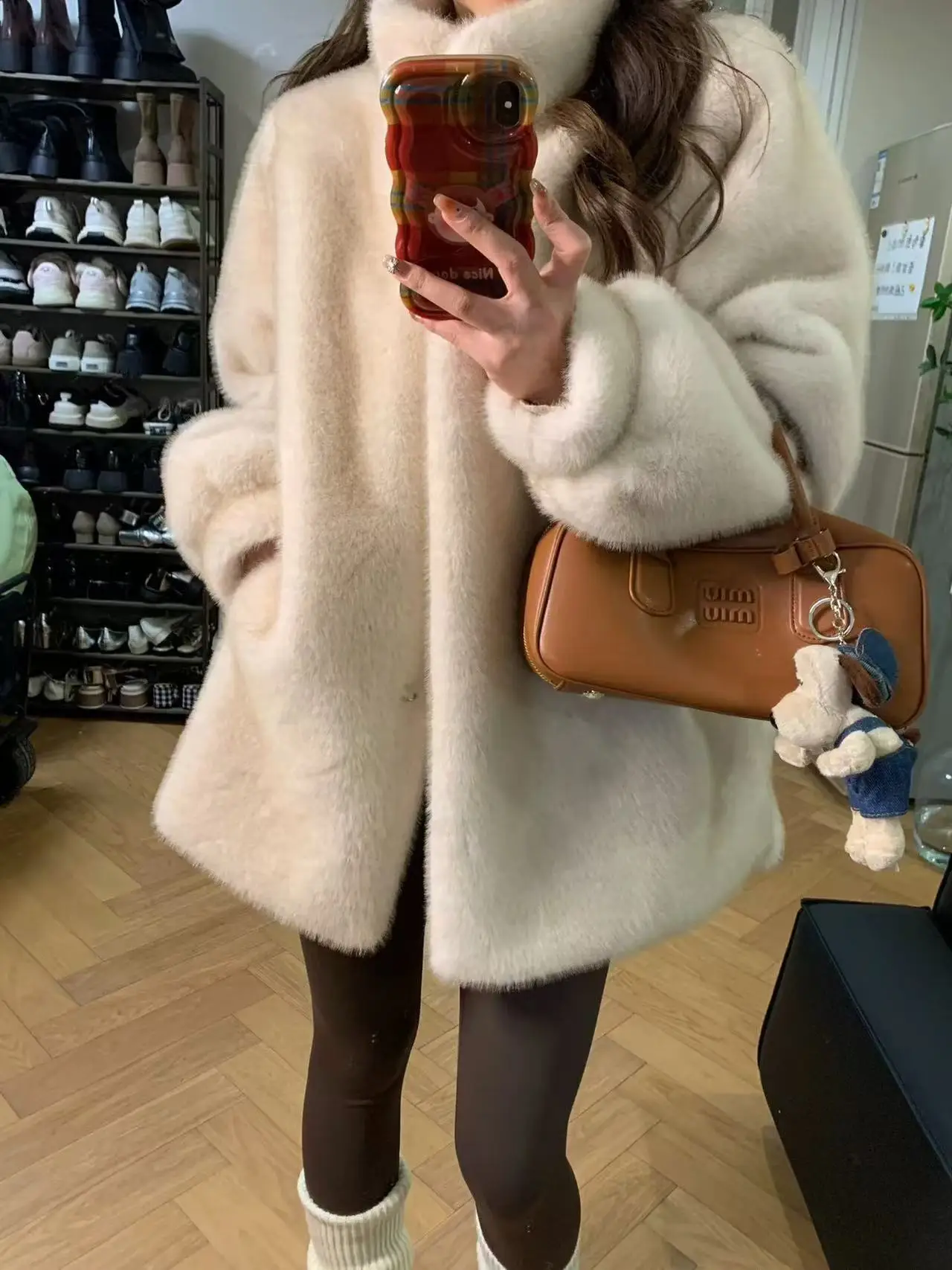 Шуба женская новинка зимы 2024 искусственный мех норки свободная толстая шуба