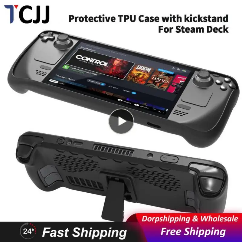 

Clear Transparent Tpu Protective Case Cover Hard Console Shell With Stand Base Protective Shell For Steam Deck Anti-drop