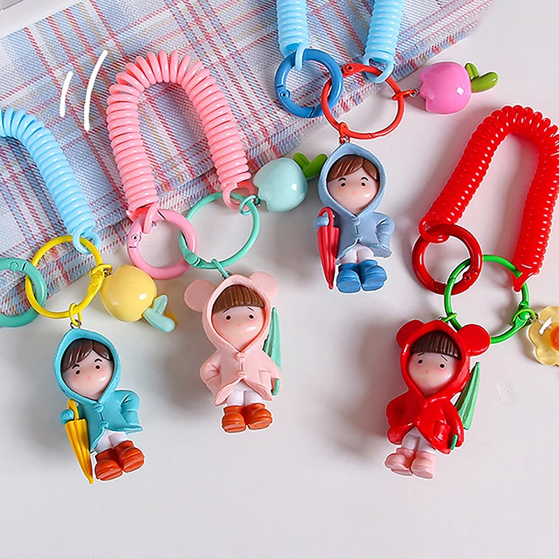 

Cute Doll Keychains For Couple Bag Pendant Car Keychain Girls Key Rope Bracelet Keyring Friendship Couple Gift