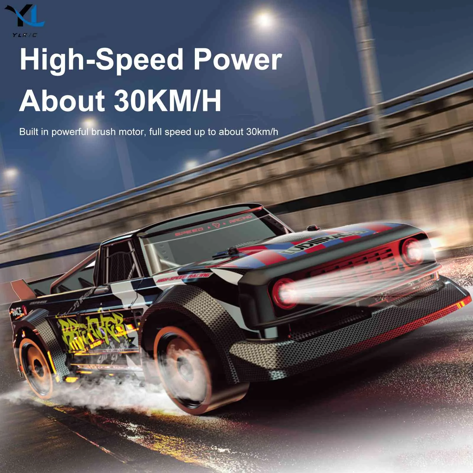 

1/16 4WD On-road RC Car High Speed 2.4GHz 30km/h Remote Control Drift Car Full Scale Remote Control Vehicle with LED Lights Toys