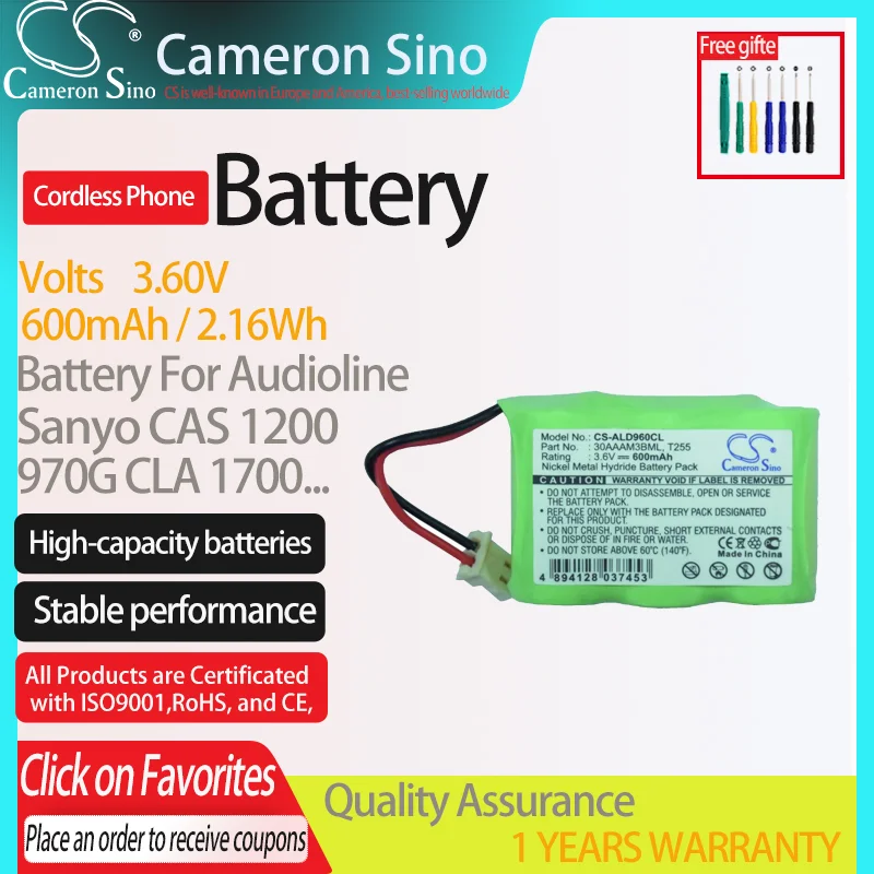 Батарея CameronSino для GP Sanyo CAS 1200 CLA 1700 CLT 3100 4100. Подходит 30AAAM3BML T255 аккумуляторная