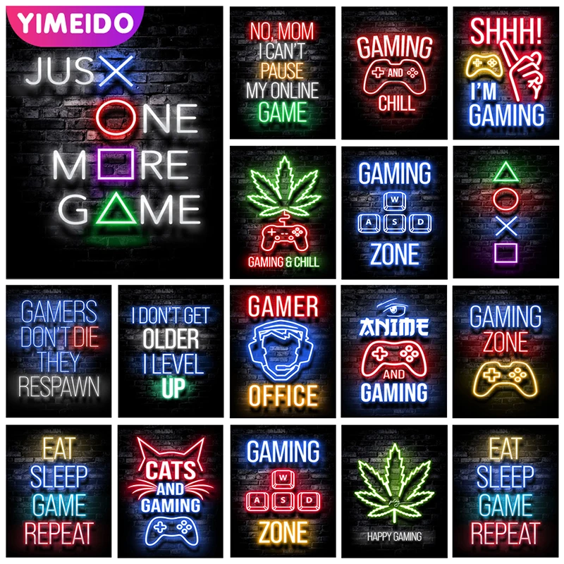 

YIMEIDO AB Diamond Painting Texte Color Game 5D DIY Full Drill Diamond Embroidery Scenery Cross Stitch Home Decor Rhinestone