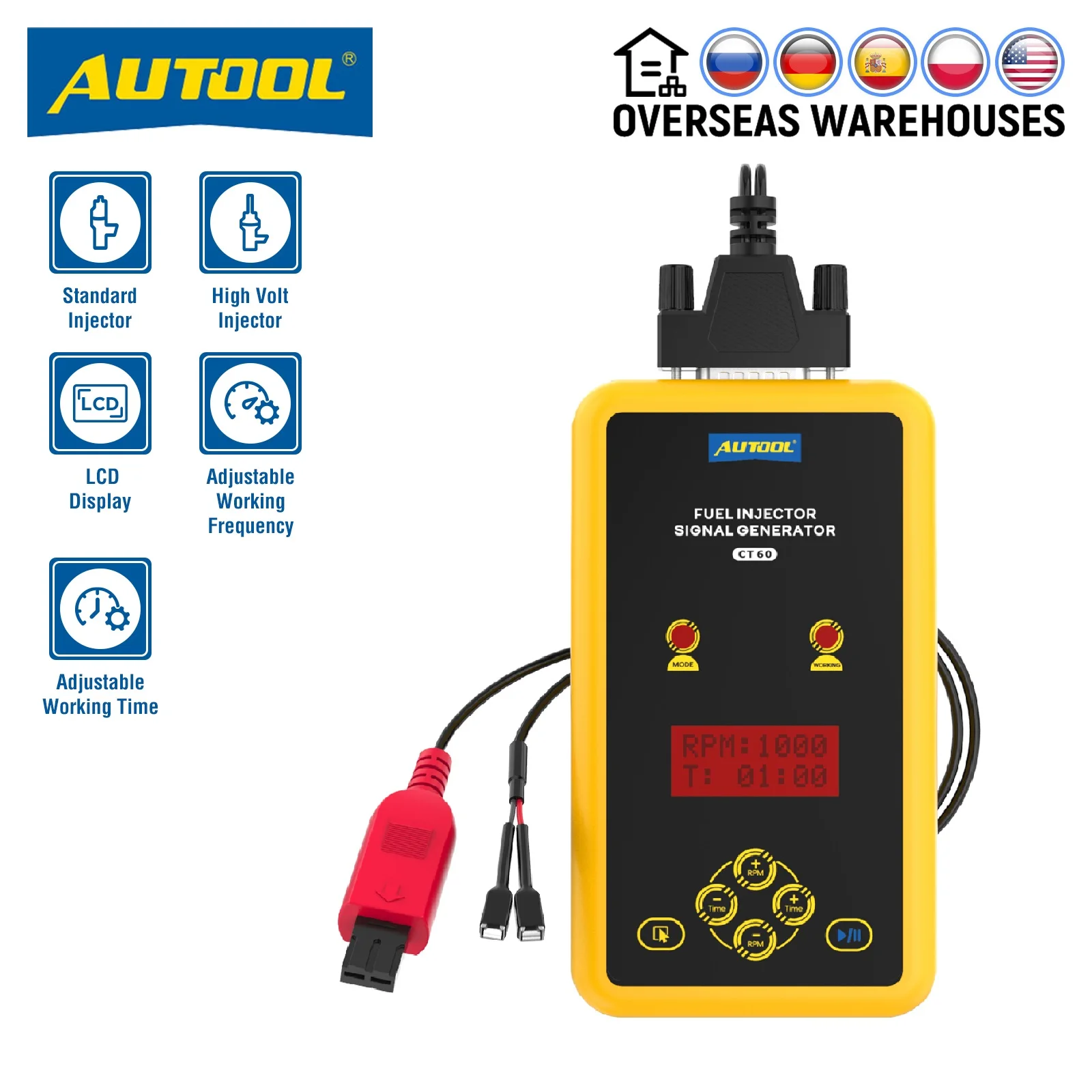 Топливный инжектор AUTOOL CT60 генератор сигналов тестер импульсного сигнала для