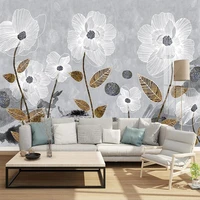 custom any size 3d photo modern flowers grey wallpaper for bedroom living room tv sofa background wall embossed large murals