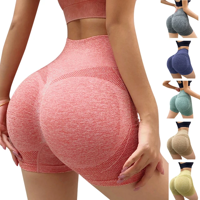 Pantalones cortos de Yoga con realce para mujer, Shorts deportivos de cintura alta para gimnasio, Fitness, ciclismo, correr y entrenamiento 1