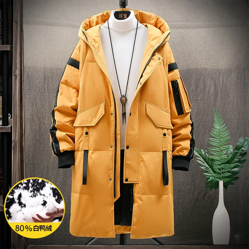 New Warm Thick Men White Duck Down Jacket Hooded Puffer Jackets Coat Winter New Male Casual Long Parka jacket uptempo coats men