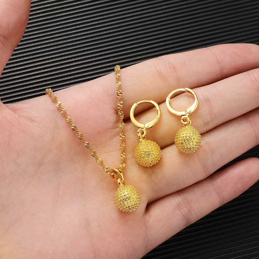 

Bangrui Gold Color Ball-Shape Drop Dangle Pendant Necklace Earring For Women Creative Charming Female Jewelry 2022 New Hot