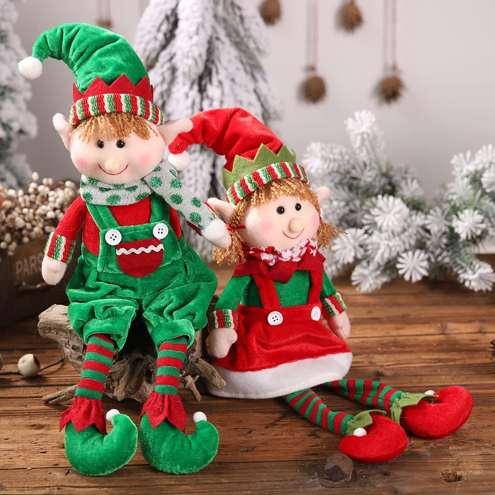 

Green Red Cute Christmas Elf Doll Pendants Xmas Ornaments Noel Merry Christmas Decor For Home Natal Happy New Year 2023 Navidad