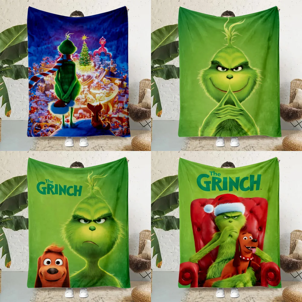 Hot Cartoon Funny Printed Blanket Picnic Blankets Warm Soft and Comfortable Blanket-G-grinchs Home Travel Birthday Gift