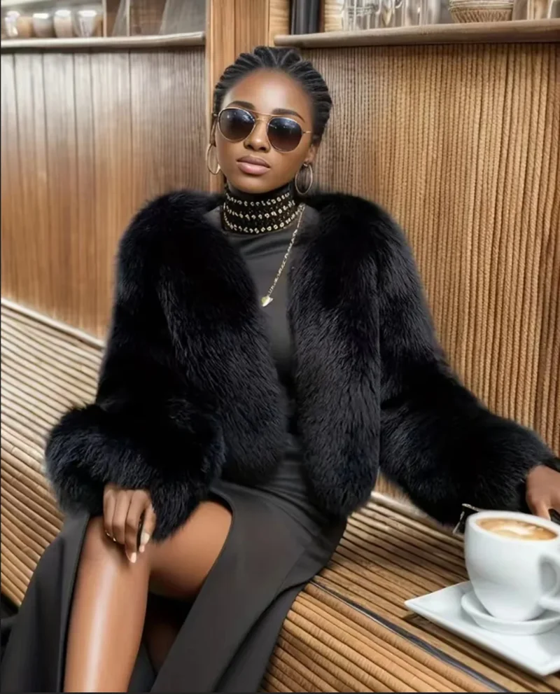 Casaco curto de peles artificiais para Women casaco peludo sendas fofo высокое качество moda outono inverno 20