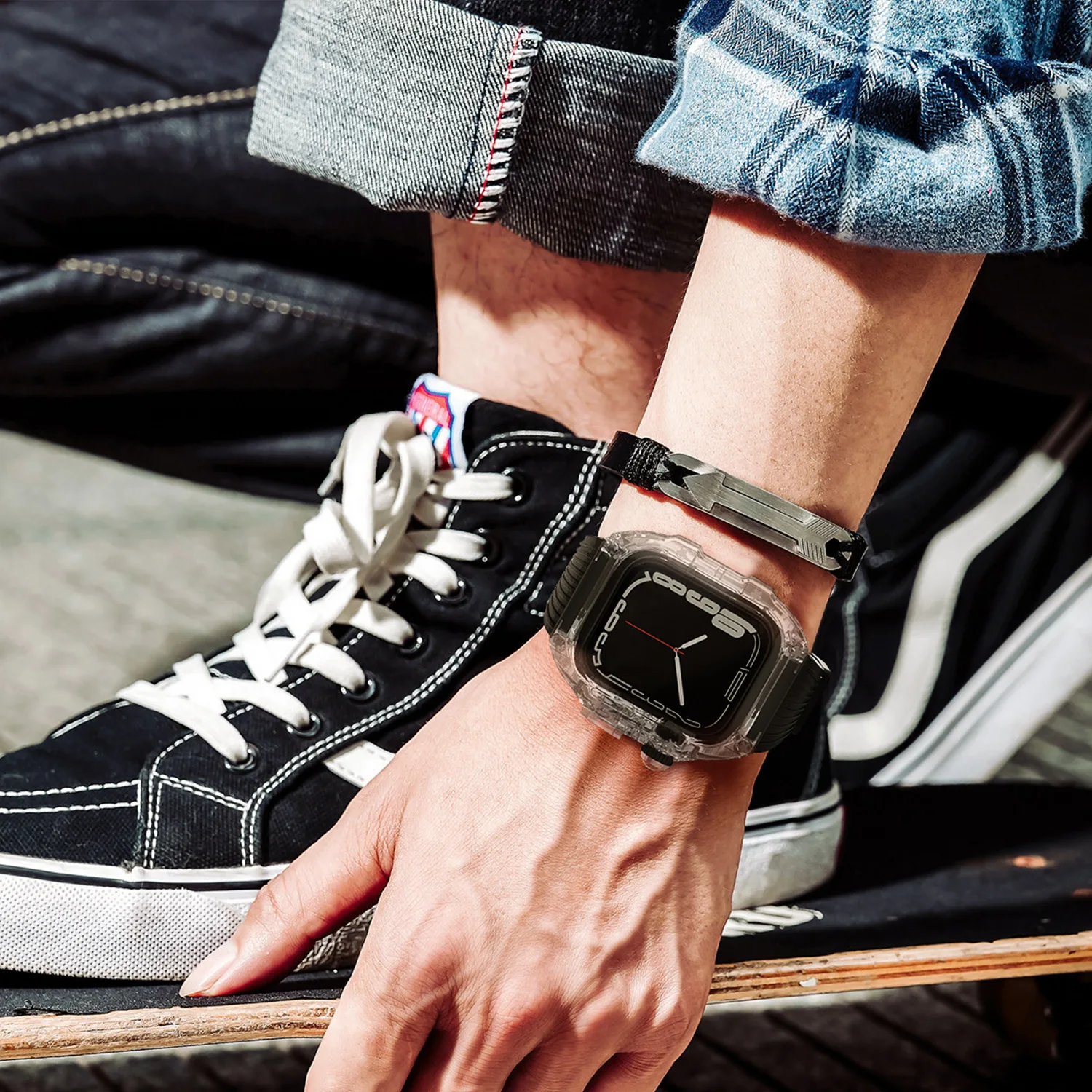 Transparent Mod Kit Case For Apple Watch 49mm 45MM 44MM Rubber Sports Band For iWatch Series Ultra 8 7 6 5 4 SE Silicone Strap