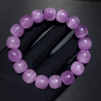 natural purple kunzite clear beads bracelet purple kunzite stone women men 12 5x11 6mm beads rare cat eye fashion jewelry aaaaaa