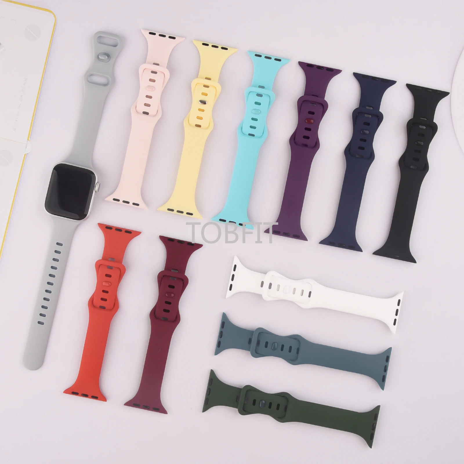 6pcs Strap For Apple Watch Series 7 6 5 4 3 2 SE 42mm 38mm 44mm 40mm Strap Silicone Band Silm Bracelet For iWatch 41mm 45mm