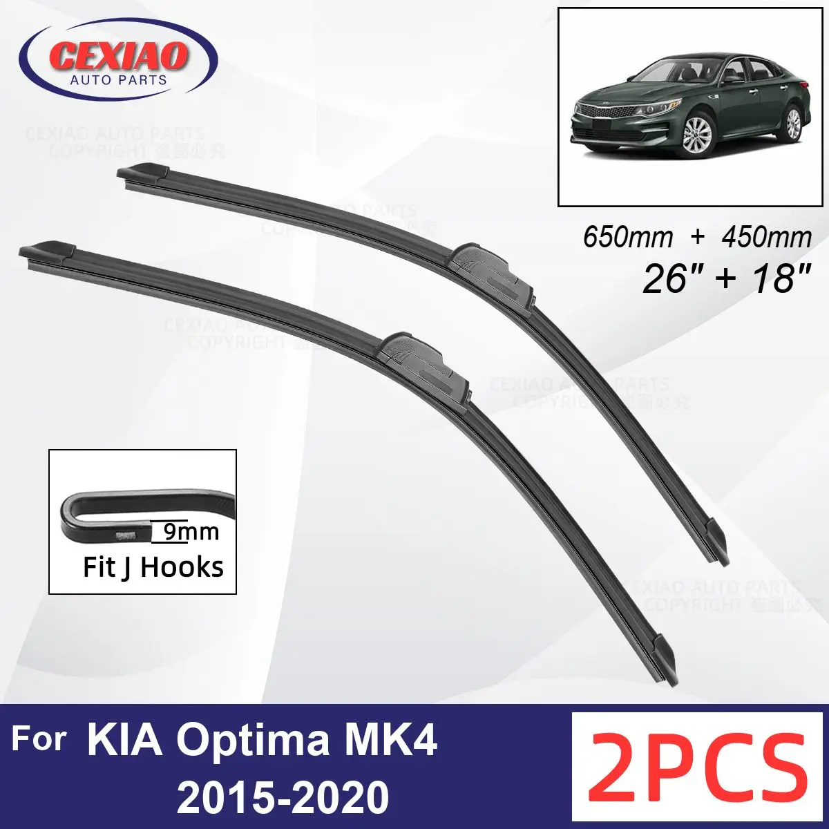 

Car Wiper For KIA Optima MK4 2015-2020 Front Wiper Blades Soft Rubber Windscreen Wipers Auto Windshield 26"+18" 650mm + 450mm