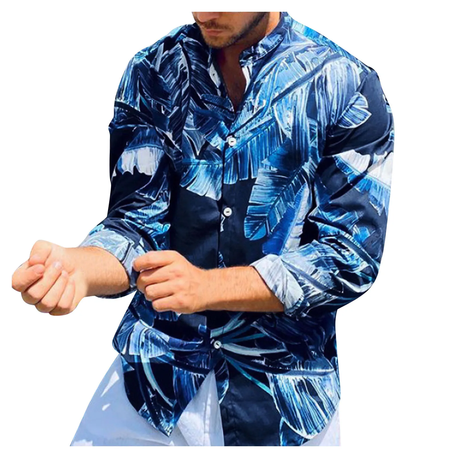 

2022 Spring Men Slim Shirt Floral Print Long Sleeve Shirts Fashion Brand Party Holiday Casual Dress Flower Shirt Homme Plus Size