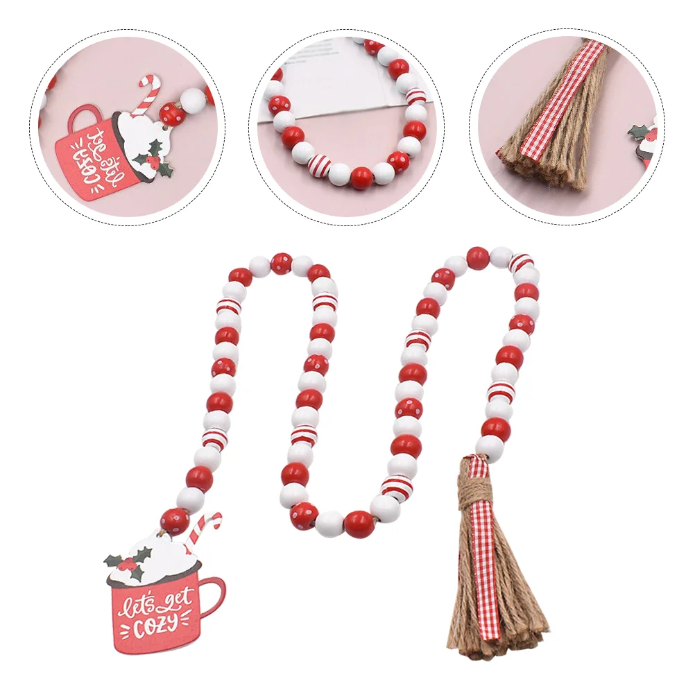 

Garland Bead Decor Beads Christmas Wood Wooden Hanging Farmhouse Tassels Ornament Garlands Tassel Home Rustic Table String