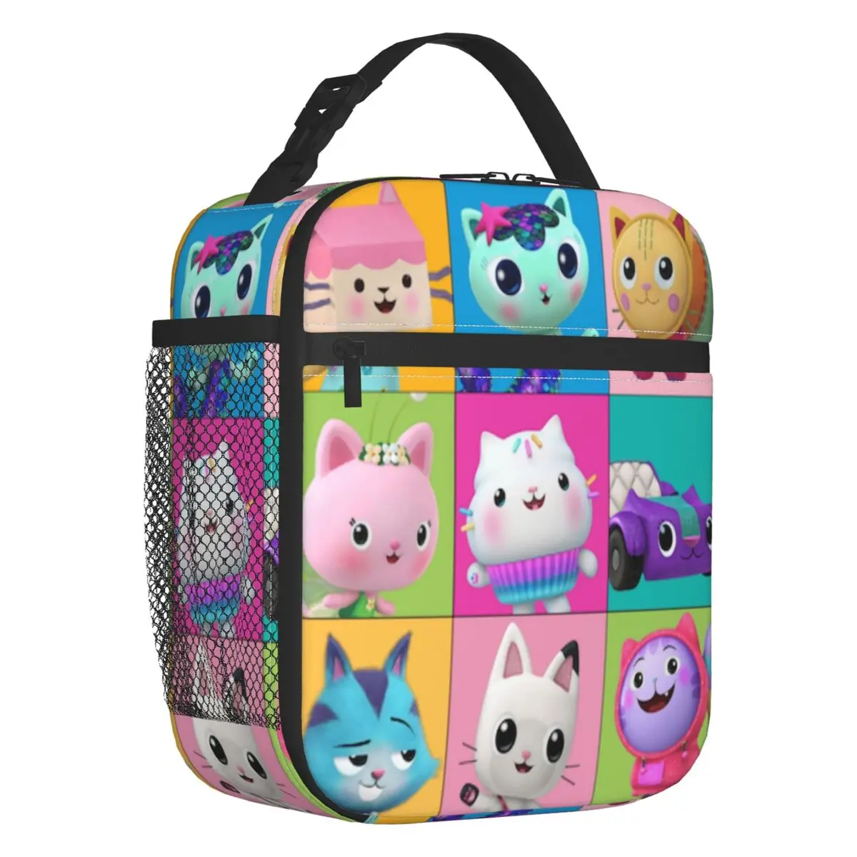 Gabbys Dollhouse Characters Portable Lunch Box Women Waterproof Kitty Cat Cartoon Thermal Cooler Food Insulated Lunch Bag School