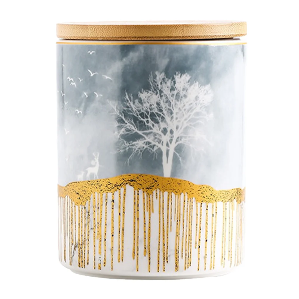 

Tea Ceramic Jars Canister Jar Storage Kitchen Porcelain Containers Loose Chinese Coffee Container Lid Sugar Canisters Bamboo